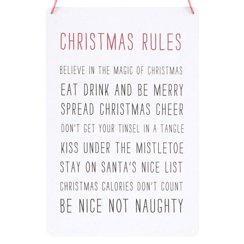 Christmas Rules Hanging Sign